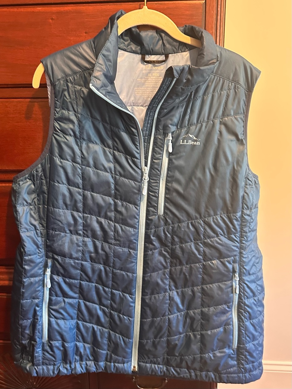 L.L.Bean Women's PrimaLoft Packaway Vest (Dark Marine Blue, Regular, XL) 💙🩵